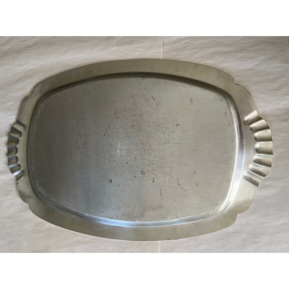 Vintage Lehman Hand Forged Aluminum Oval Serving Tray Flowers 17.75" x 11.75" - Picture 6 of 8